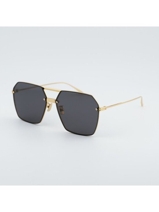 Bottega Veneta BV1045S 001 Sunglasses Gold Square Frame, Grey Lenses main image 8